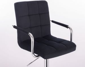 Židle VERONA VELUR na stříbrné podstavě s kolečky - černá