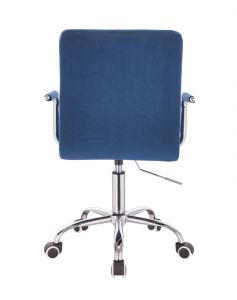  Židle VERONA VELUR na stříbrné podstavě s kolečky - modrá