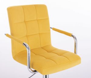 Židle VERONA VELUR na stříbrném talíři - žlutá