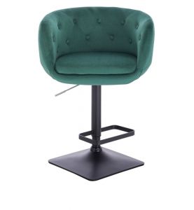 Barová židle MONTANA  VELUR na černé podstavě - zelená