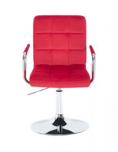 Kosmetická židle VERONA VELUR na stříbrném talíři - červená