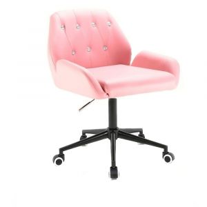 Kosmetická židle LION na černé podstavě s kolečky - růžová