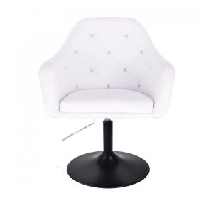 Kosmetická židle ROMA na černé kulaté podstavě - bílá