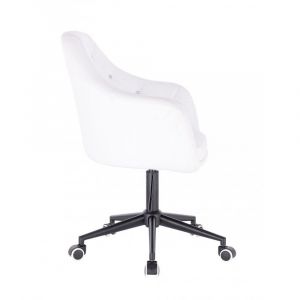 Kosmetická židle ROMA na černé podstavě s kolečky - bílá