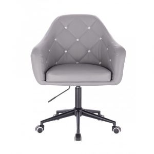 Kosmetická židle ROMA na černé podstavě s kolečky - šedá
