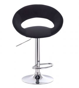 Barová židle NAPOLI  VELUR na stříbrném talíři - černá