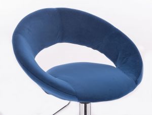 Židle NAPOLI VELUR na zlaté podstavě s kolečky - modrá