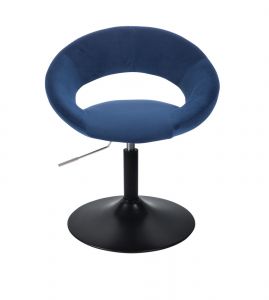 Kosmetická židle NAPOLI VELUR na černém talíři - modrá
