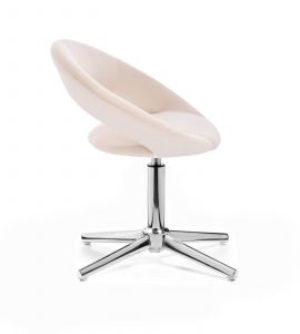 Kosmetická židle NAPOLI VELUR na stříbrném kříži - krémová
