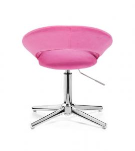 Kosmetická židle NAPOLI VELUR na stříbrném kříži - růžová
