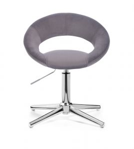 Kosmetická židle NAPOLI VELUR na stříbrném kříži - tmavě šedá