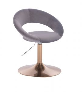 Kosmetická židle NAPOLI VELUR na zlatém talíři - tmavě šedá