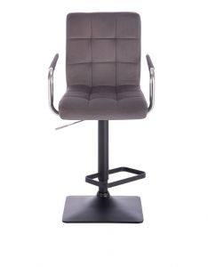 Barová židle VERONA VELUR na černé základně - tmavě šedá