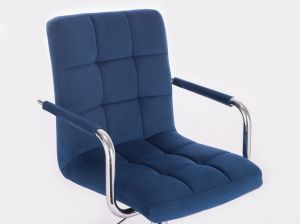 Kosmetická židle VERONA VELUR na černém kříži - modrá