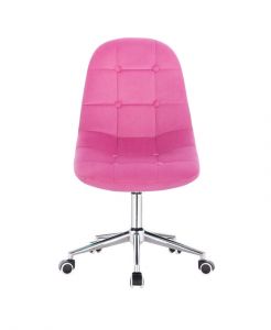 Židle SAMSON VELUR na stříbrné základně s kolečky - růžová