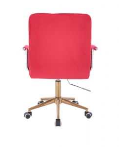 Židle VERONA VELUR na zlaté podstavě s kolečky - červená