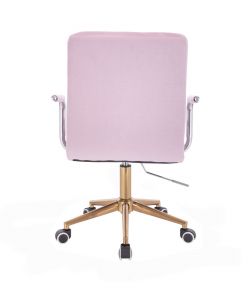 Židle VERONA VELUR na zlaté podstavě s kolečky - fialový vřes