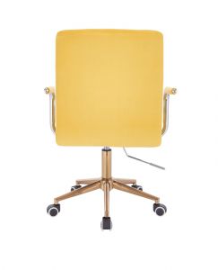 Židle VERONA VELUR na zlaté podstavě s kolečky - žlutá