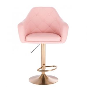 Barová židle ANDORA na zlatém talíři - růžová