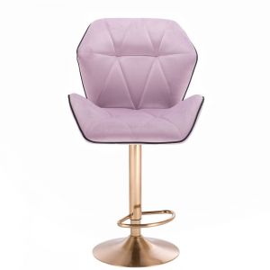Barová židle MILANO MAX VELUR na zlatém talíři - fialový vřes