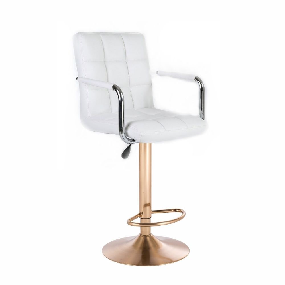 Barová židle VERONA na zlatém talíři - bílá