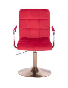 Kosmetická židle VERONA VELUR na zlatém talíři - červená