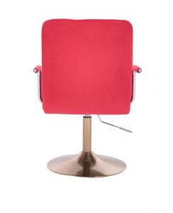 Kosmetická židle VERONA VELUR na zlatém talíři - červená