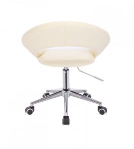 Kosmetická židle NAPOLI na stříbrné podstavě s kolečky - krémová