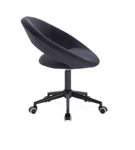 Židle NAPOLI VELUR na černé podstavě s kolečky - černá