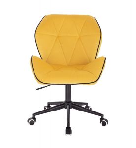 Židle MILANO MAX VELUR na černé podstavě s kolečky - žlutá