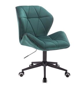 Židle MILANO MAX VELUR na černé podstavě s kolečky - zelená