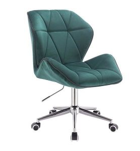 Židle MILANO MAX VELUR na stříbrné podstavě s kolečky - zelená