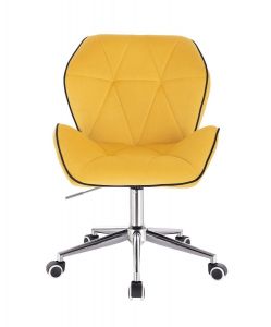 Židle MILANO MAX VELUR na stříbrné základně s kolečky - žlutá