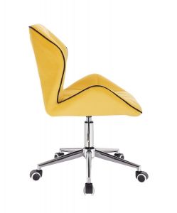 Židle MILANO MAX VELUR na stříbrné základně s kolečky - žlutá