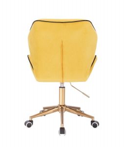 Židle MILANO MAX VELUR na zlaté podstavě s kolečky - žlutá