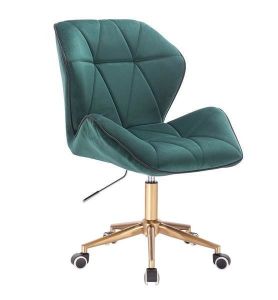 Židle MILANO MAX VELUR na zlaté podstavě s kolečky - zelená