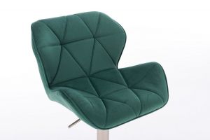 Židle MILANO VELUR na stříbrné podstavě s kolečky - zelená