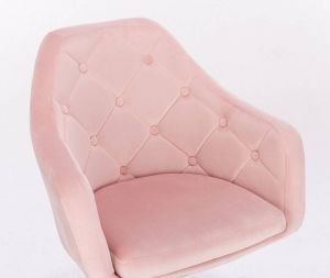  Barová židle ANDORA VELUR na černém talíři - světle růžová