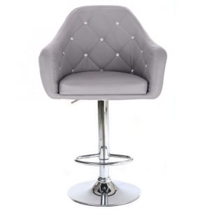 Barová židle ROMA na stříbrné kulaté podstavě - šedá