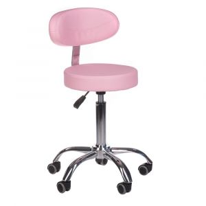 Židle BERN s opěrátkem na stříbrné základně s kolečky - růžová