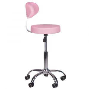 Židle BERN s opěrátkem na stříbrné základně s kolečky - růžová
