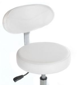 Židle BERN s opěrátkem na stříbrné základně s kolečky - bílá