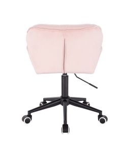  Židle MILANO VELUR na černé podstavě s kolečky - světle růžová