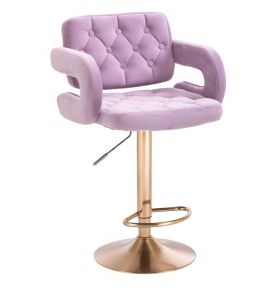 Barová židle  ADRIA VELUR na zlatém talíři - levandule