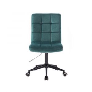 Kosmetická židle TOLEDO VELUR na černé podstavě s kolečky - zelená