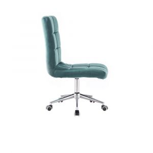 Židle TOLEDO VELUR na stříbrné podstavě s kolečky - zelená