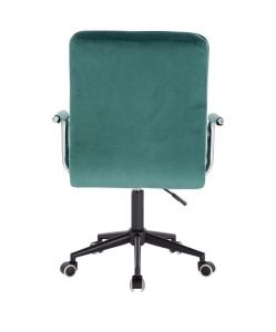 Židle VERONA VELUR na černé podstavě s kolečky - zelená