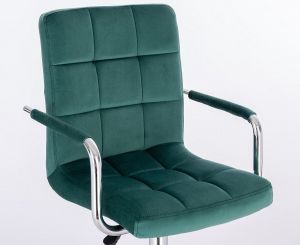 Židle VERONA VELUR na černé podstavě s kolečky - zelená