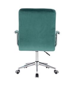 Židle VERONA VELUR na stříbrné podstavě s kolečky - zelená