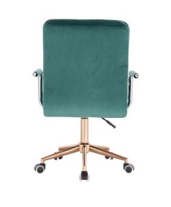 Židle VERONA VELUR na zlaté podstavě s kolečky - zelená